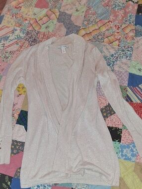 White House Black Market Sparkling Ivory Open-Front Cardigan